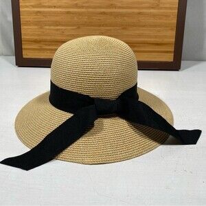 Furtalk Sun Hat Wm Medium Adjustable Black Ribbon Paper Cotton Prairie Classic